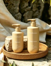 Natural Empty Lotion Bottles Pump Dispenser Bottles Plastic Bottles for Shampoo & Shower Gel Skincare Packaging