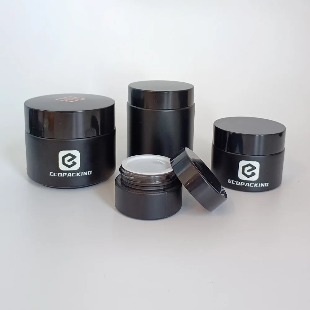 In Stock Body Lotion Face Cream Body Butter Jar 5g 10g 15g 20g 30g 50g 100g 200g Matte Black Glass Jar M888 - 图片 2