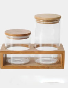 HOME Modern Borosilicate Glass Spice Jar with Bamboo Lid Home Kitchen Food Storage Container for Party Use