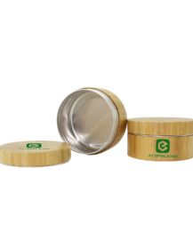 Skin Care Bamboo Tin Wood Jar Aluminum Cosmetic Metal Container