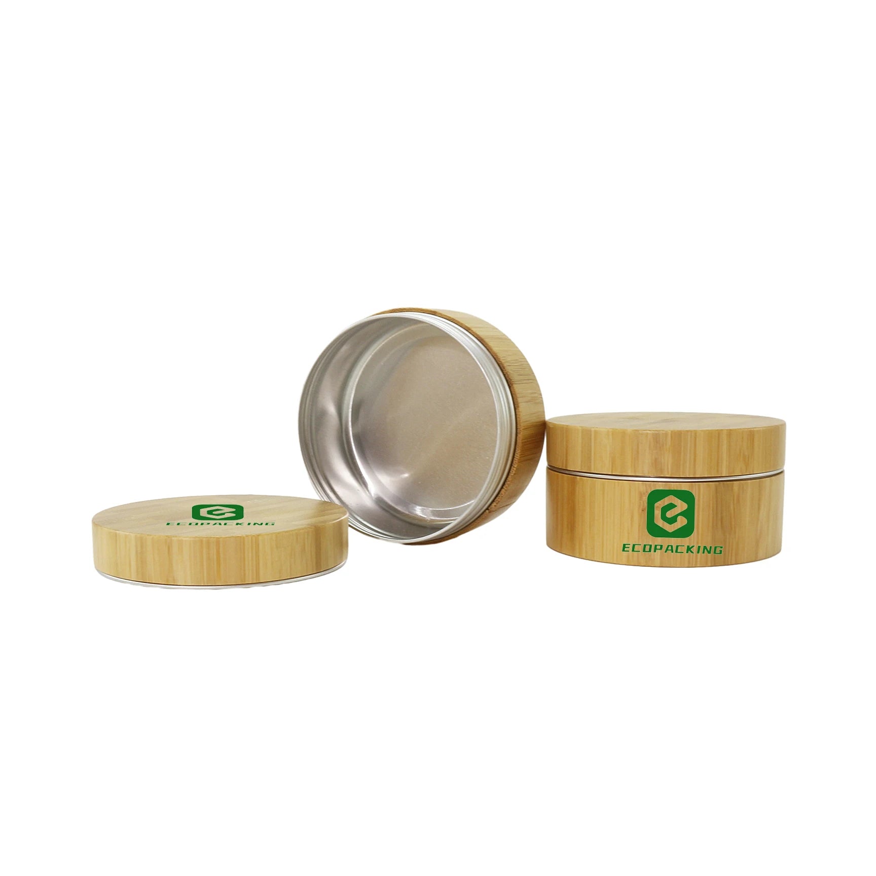 Skin Care Bamboo Tin Wood Jar Aluminum Cosmetic Metal Container