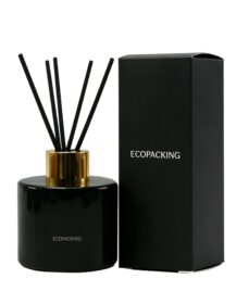 Empty 50ml 100ml 200ml Sustainable Home Round Room Hotel Black Luxury Glass Reed Diffuser Bottles with Box