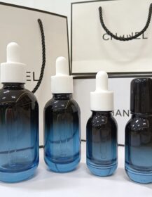 Muti Size Custom Logo Empty 10ml 30ml 50ml Thick Bottom Blue Gradient Skin Care Serum Dropper Bottle