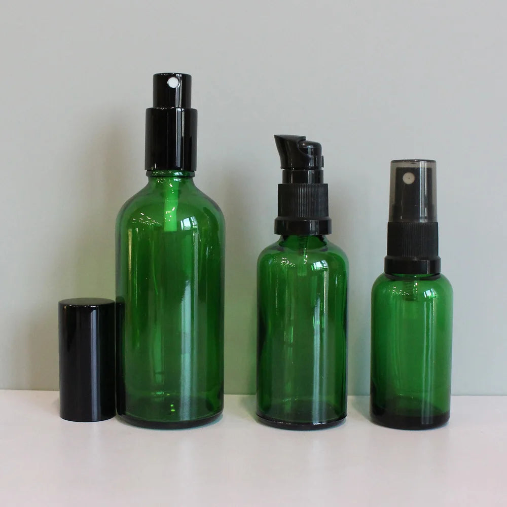 Cosmetic Essential Oil Bottle Green Glass Spray Bottle 100ml 50ml 30ml 5ml 10ml 15ml 20ml Glass Lotion Bottle with Pump - 图片 2