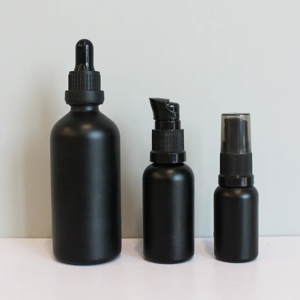 Hot Sale 5ml 10ml 15ml 30ml 50ml 100ml 4oz Empty Serum Bottles Matte Black Perfume Essential Oil Glass Dropper Bottle - 图片 6