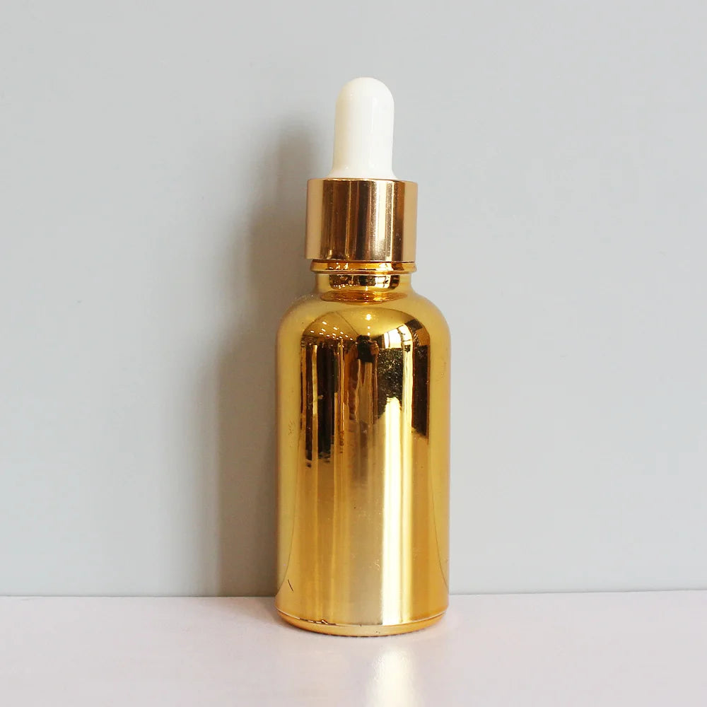 Custom Essential Oil Bottle 5ml 10ml 20ml 30ml 50ml 100ml Gold Plating Serum Glass Dropper Bottle With gold Cap Lid - 图片 4