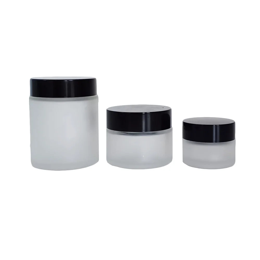 Wholesale Custom air Tight 5ml 10ml 15ml 20ml 30ml 50ml 100ml Matte Frosted Glass Cream Cosmetic Jars with Screw Aluminum Lid - 图片 3