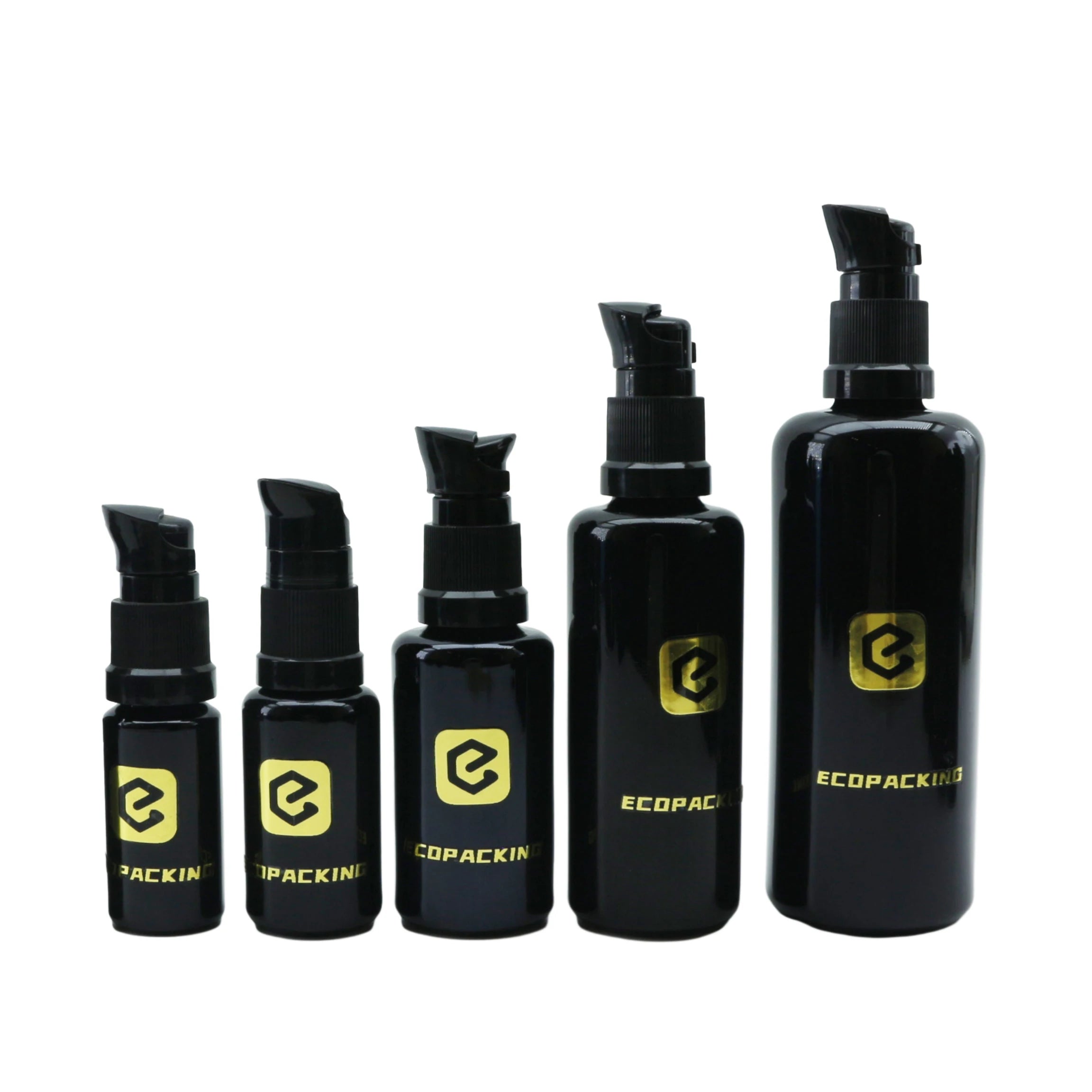 Empty Black UV Dark Violet Glass Bottle with Pump for Lotion Serum Oil Bottle - 图片 4