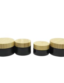 Matte Frosted Black Amber 10ml 20ml 50ml Glass Cream Jars with Bamboo Plastic Cover Brown Glass Bottles with Plastic Bamboo Lid