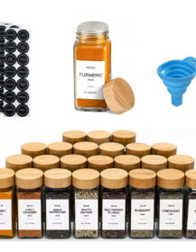 Custom Kitchen 100pcs 24-Piece Set 4oz 120ml Clear Square Glass Spice Jars with Screw Cap and Screen Printing