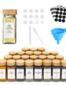 4oz 24pcs Set Wide Mouth Glass Spice Packaging Bottle Kitchen Spice Jar With Bamboo Lid