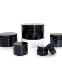 Custom Empty Wholesales Cosmetic 5ml 20ml 30ml 50ml 100ml 200ml UV Black Glass Jars for Cream with Lids M888