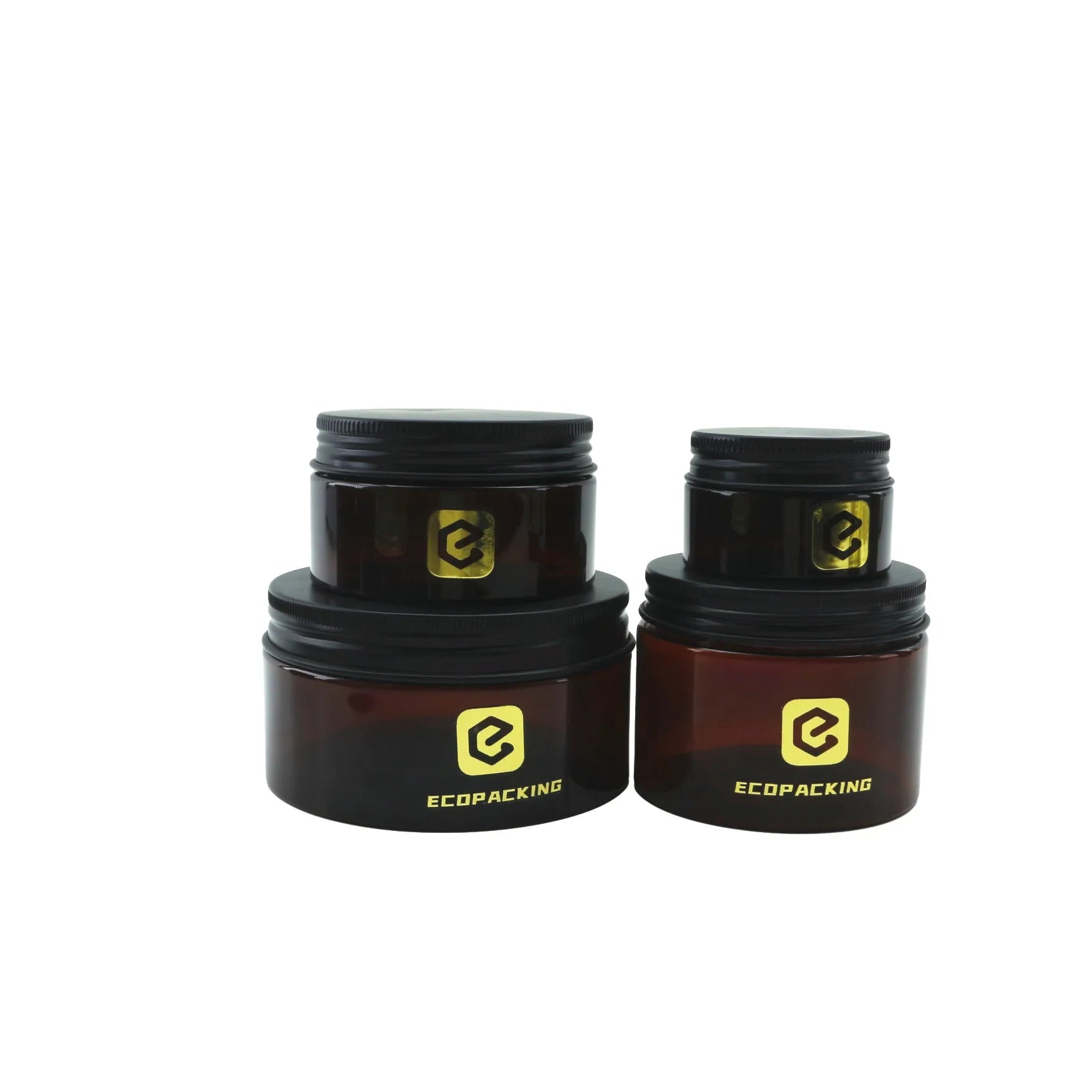 Empty Cream Jar 50ml 100ml 150ml 200ml 250ml Amber PET Plastic Cosmetic Jars With Screw Lid F888 - 图片 5