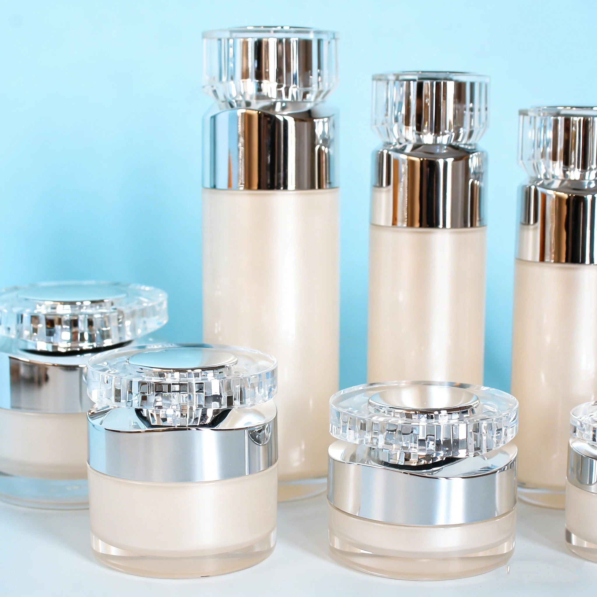 15ml 30ml 40ml 50ml 100ml Luxury Acrylic White Airless Pump Body Oil Bottle Packaging for Face Lotion Serum