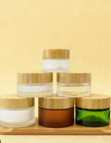 Luxury Cosmetic Face Cream Container 5ml 10ml 15ml 20ml 30ml 50ml 100ml Frosted Amber Glass Bottle Jar With Wooden Lid A888
