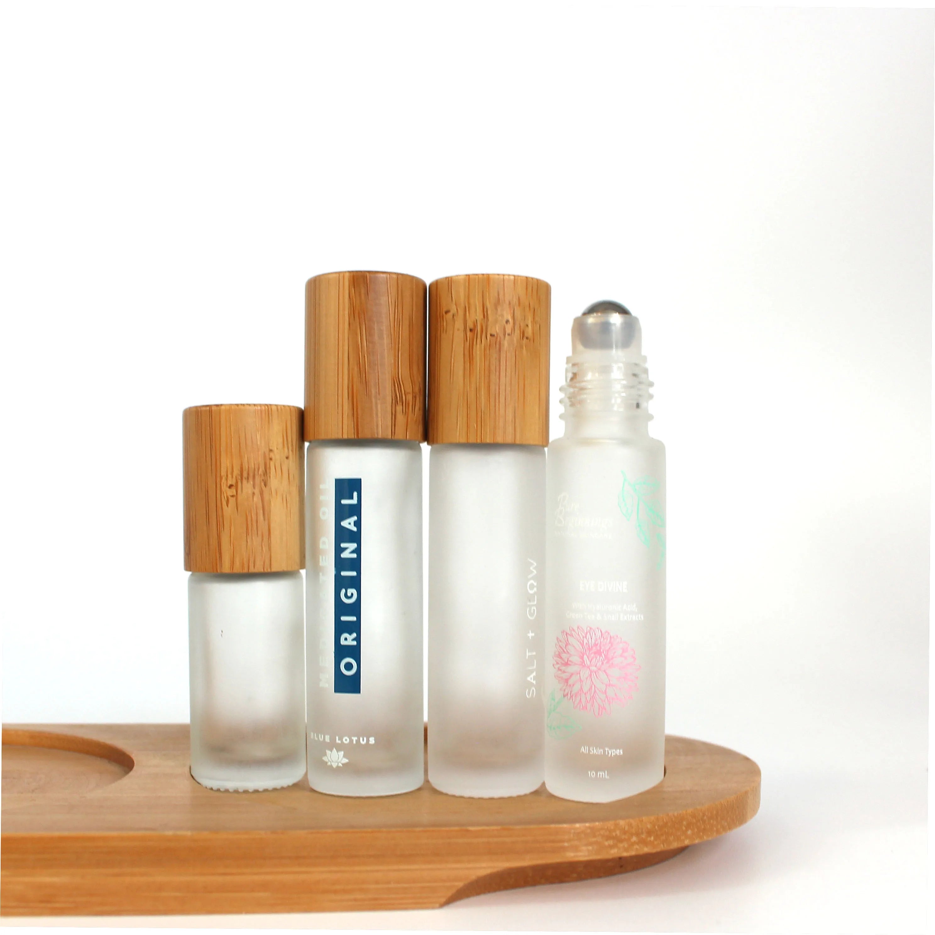 Empty Bamboo Wooden Refillable 10 ml Frosted Amebr Essential Oils Roller Perfume Bottle - 图片 4