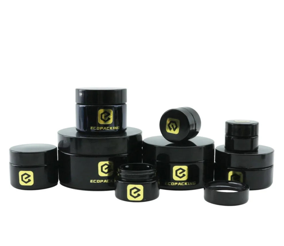 Cosmetic Jars 5ml 15ml 30ml 50ml 100ml 200ml Uv Black Glass Jar with Flat Lid - 图片 7