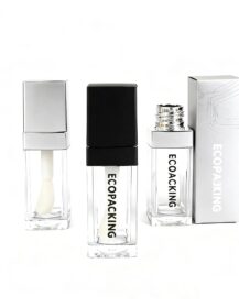 Wholesale Cosmetic Plastic Packaging Square Lipgloss Bottle 8ml Lip Gloss Tube with Box