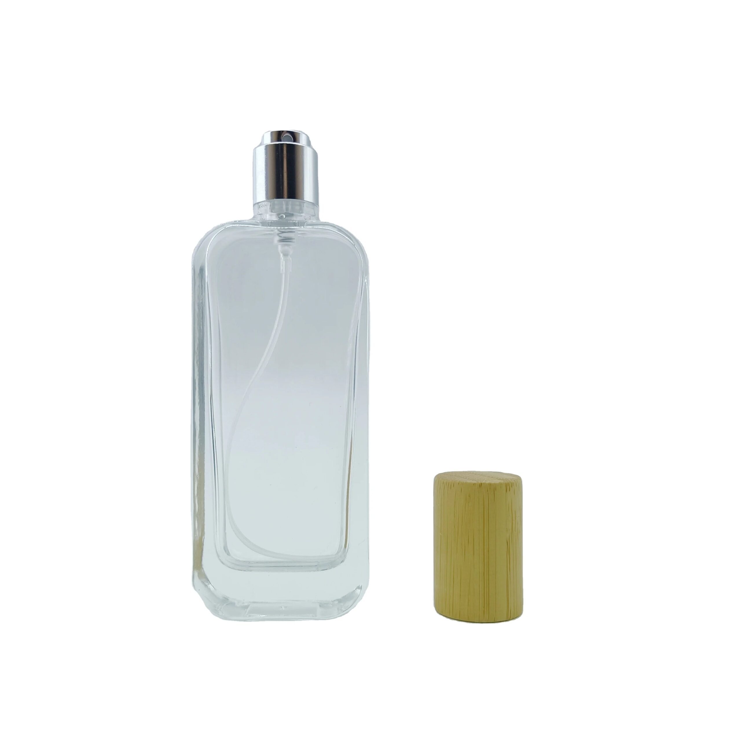 30ml 50ml 100ml Luxury Empty Glass Fragrance Parfum Spray Bottle Cylinder Heavy Base Glass Perfume Bottle With Wooden Cap