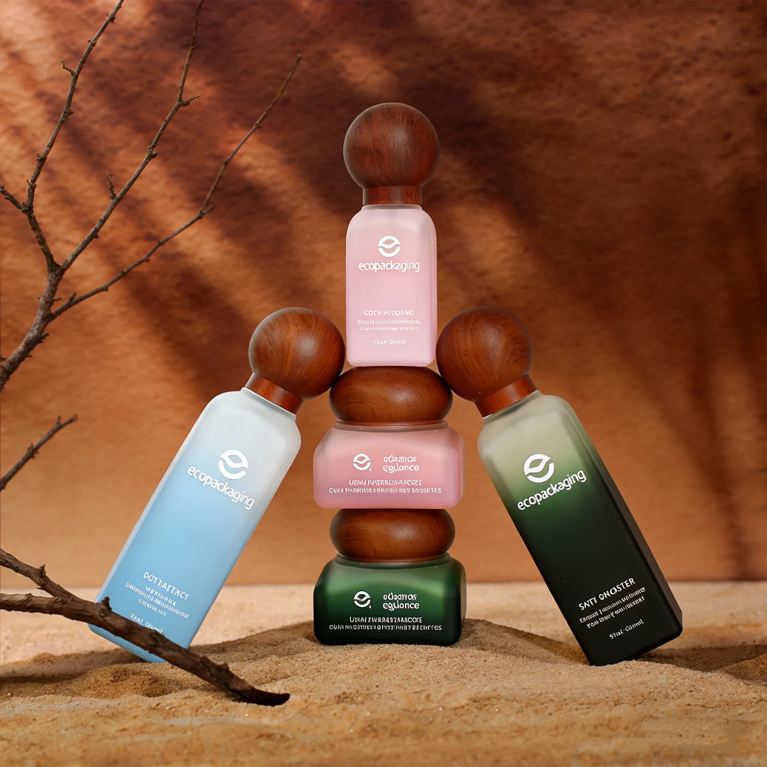 Square Frosted Lotion Bottles 30ml 50ml 100ml 120ml Square Refillable Bottle Wood Lid 50g Glass Cosmetic Cream Jars - 图片 5