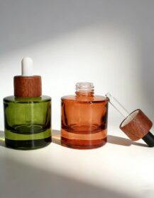Custom Amber 1oz 30ml Flat Shoulder Frosted Glass Serum Packaging Cosmetic Serum Oil Dropper Bottle for Essential Oil