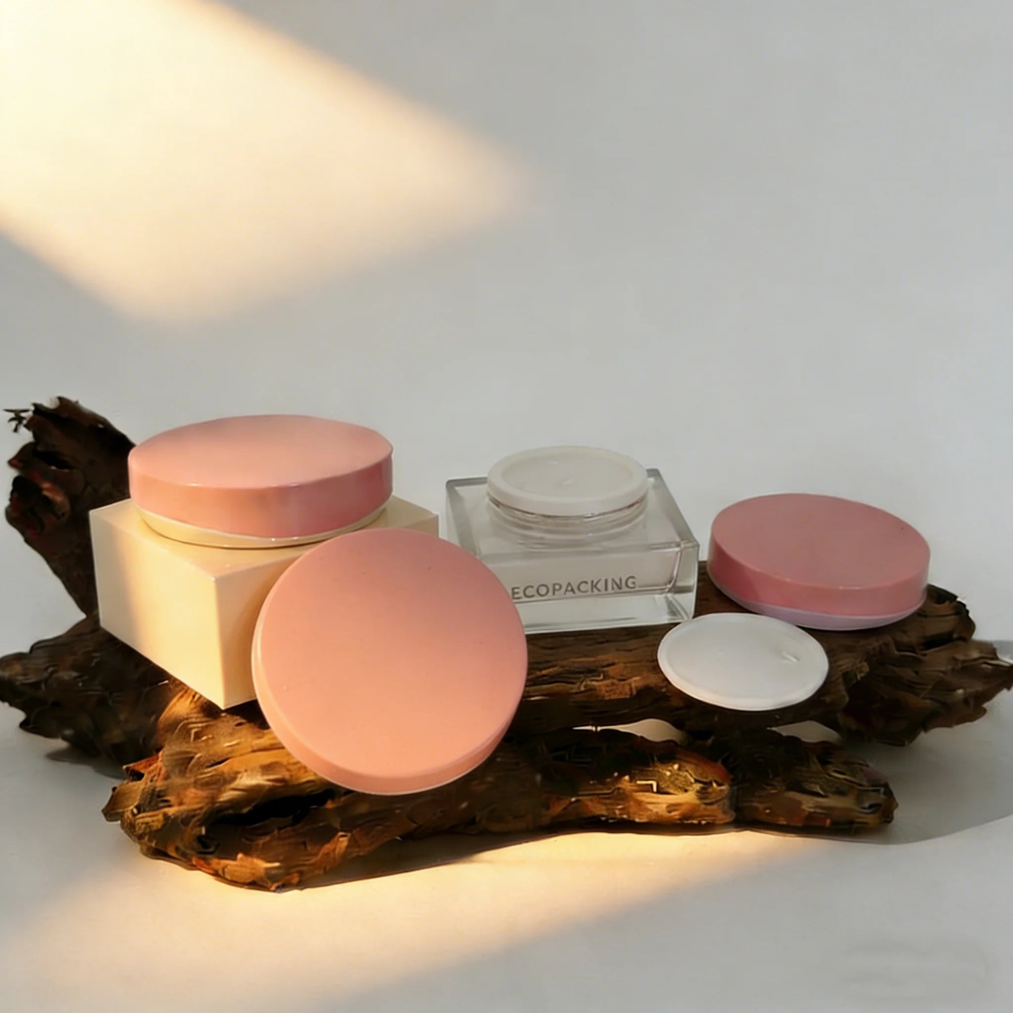 square Shape Thick Bottom 100g 200g Glass Cosmetic Jars with Plastic Lids Empty for Cream Packaging - 图片 3