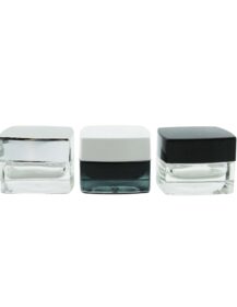 Custom 15g  30g 50g square clear Glass Cosmetic Eye Cream Jar Lip Balm Container with  Lid