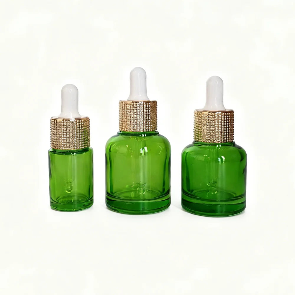 Cosmetic Perfume Glass Bottle Luxury Essential Oil 10ml 20ml 30ml 1oz Green Serum Glass Dropper Bottle for Cosmetics - 图片 3