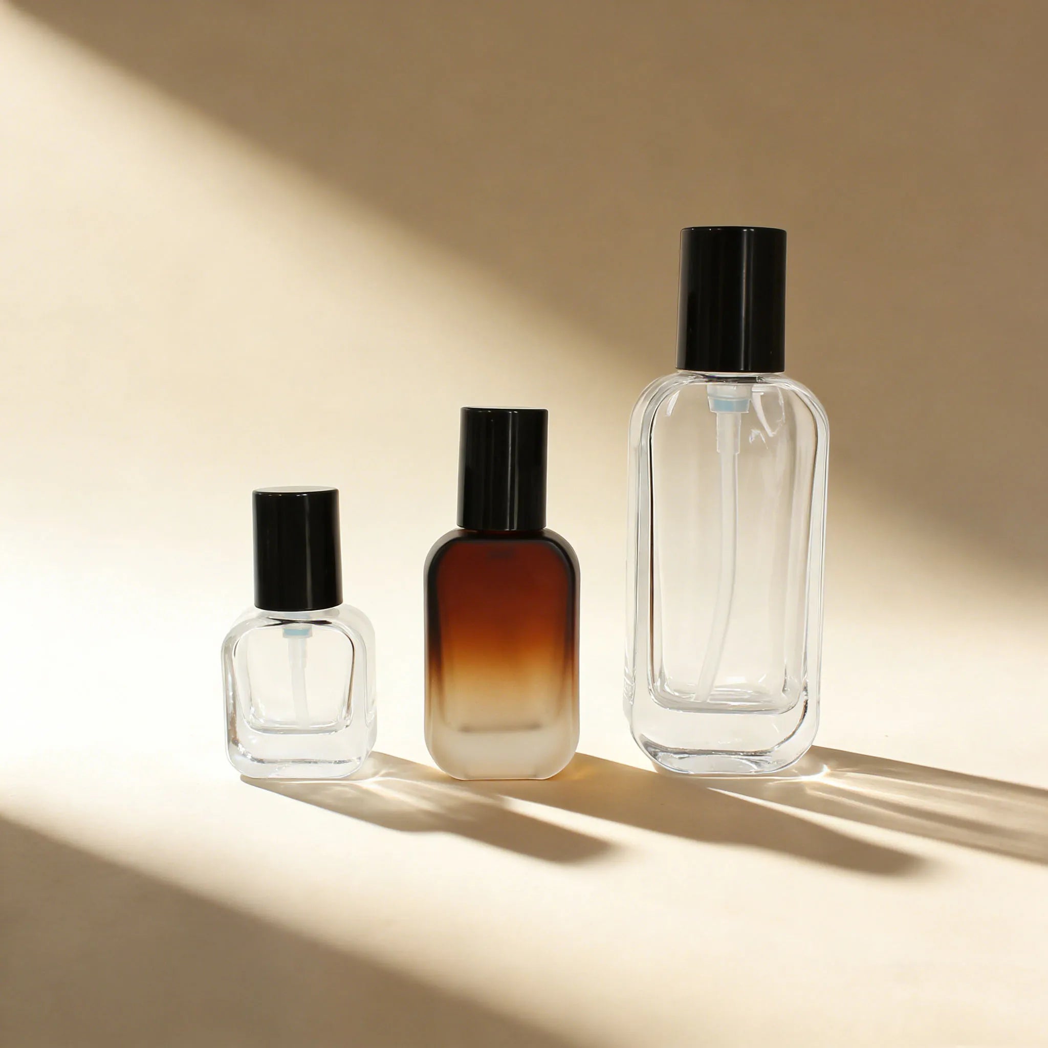 Luxury Gradient Amber Square Glass Bottle 30ml 50ml 100ml 120ml with Pump for Face Serum Body Lotion Packaging - 图片 3