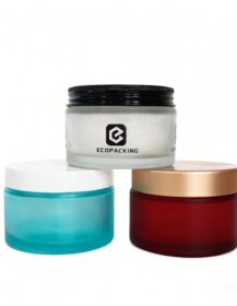 Luxury 1oz 2oz 3oz 4oz 8oz Frosted Glass Jars with Lids Amber Frosted Glass Cosmetic Jars Body Butter Cream Jars