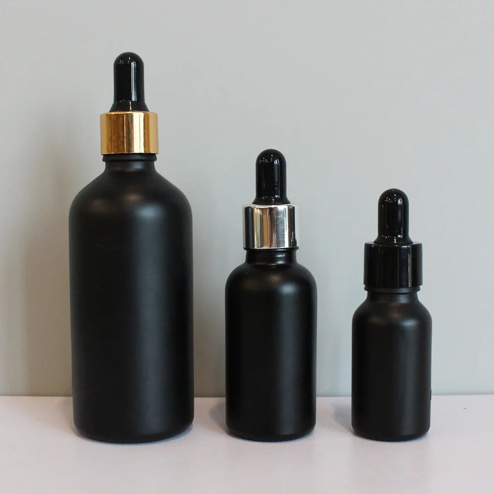 Hot Sale 5ml 10ml 15ml 30ml 50ml 100ml 4oz Empty Serum Bottles Matte Black Perfume Essential Oil Glass Dropper Bottle - 图片 3