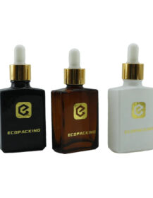 Flat square Rectangle Luxury 15ml 30ml 50ml 100ml Amber Glass Bottles with Dropper for Serum Essential Oil