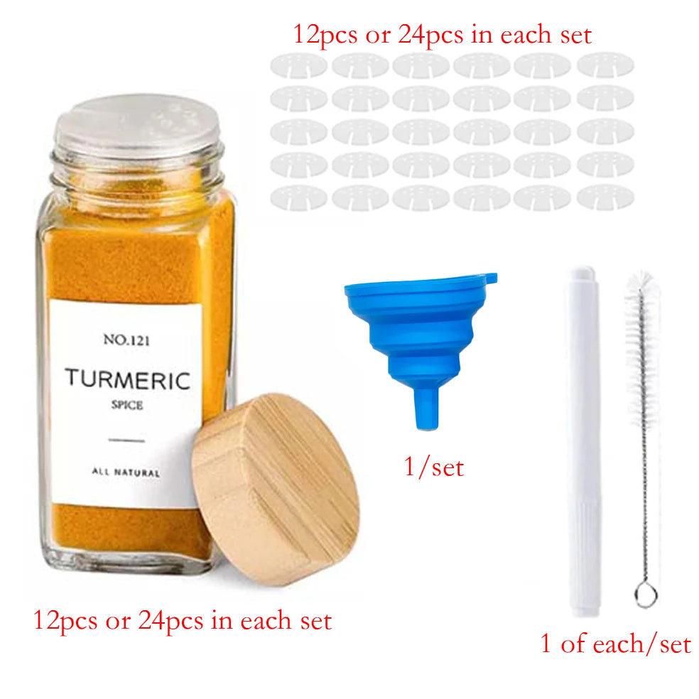 12pcs 24pcs OEM Empty Food Grade Spice Glass Jar Container with Lid for Kitchen Salt Shaker Bottle 4oz 120ml - 图片 5