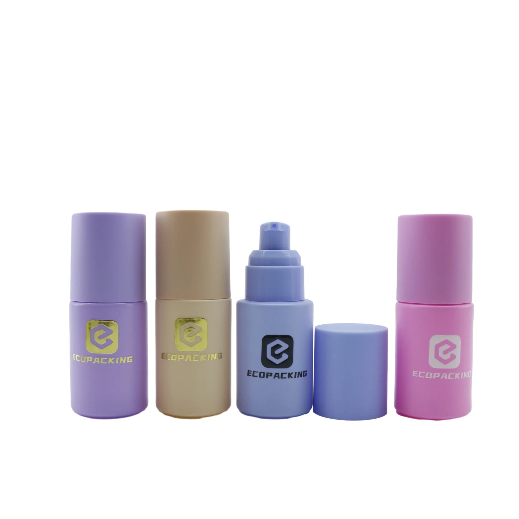 30ml Luxury Lotion Pump Bottle Round Flat Shoulder Opaque Glass Lotion Pump Matte Bottles - 图片 3
