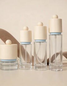 Cylindrical 40ml 100ml 120ml Glass Packaging Set Skincare Cosmetics Cream Jar Lotion Pump Bottle