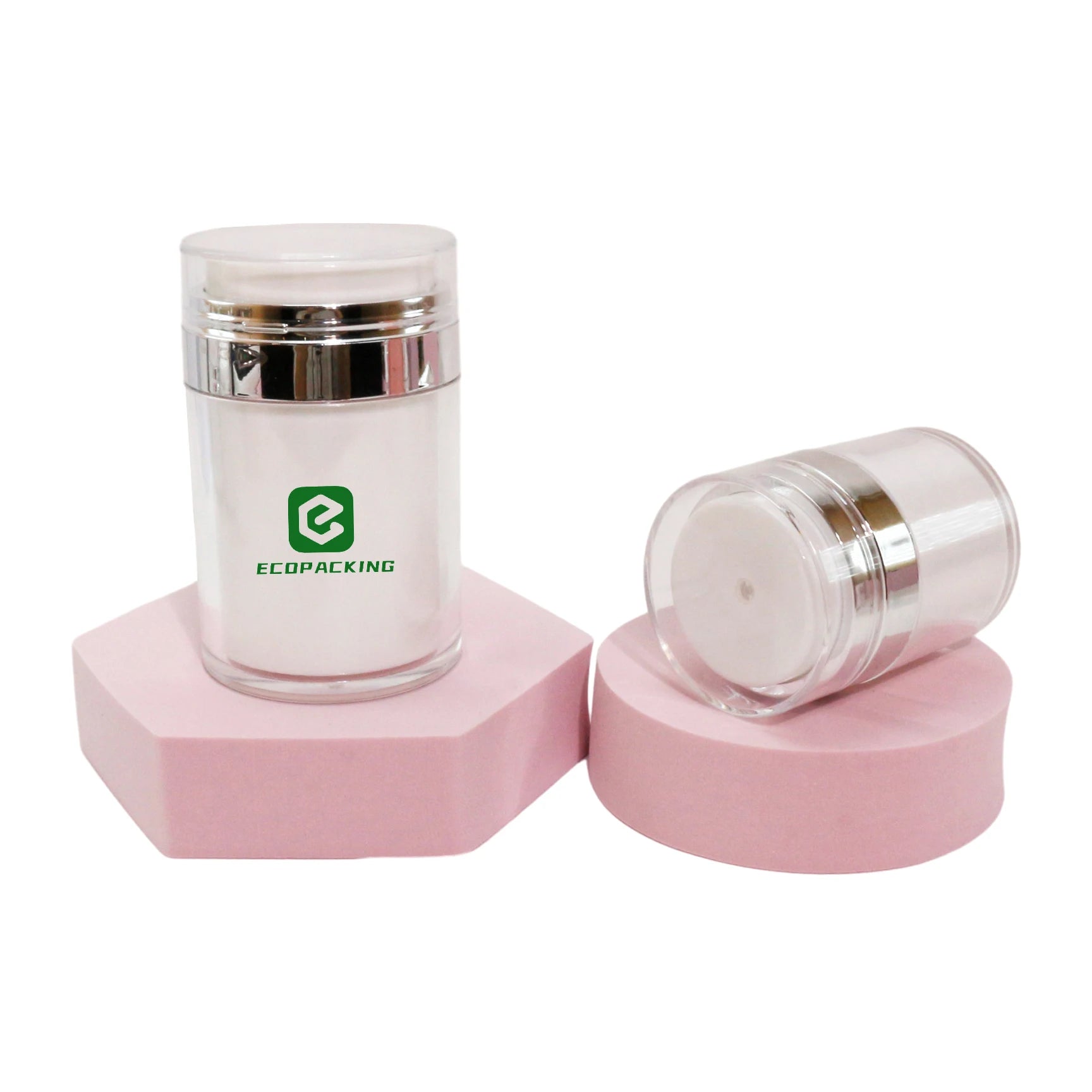 Luxury Cosmetic Airless Pump Jar 15ml 30ml 50ml 100ml Cream Airless Jar Refillable Plastic Airless Bottle Jar C888 - 图片 6