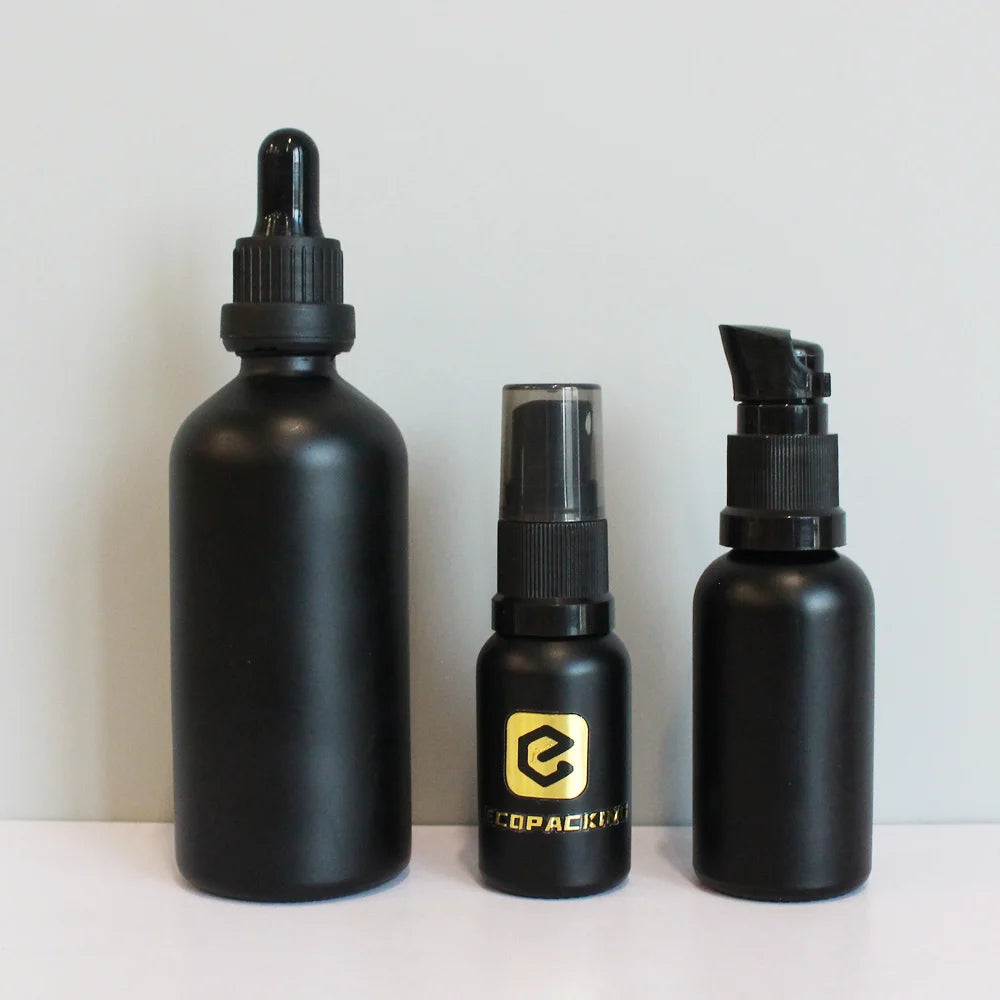 Skin Care Mini Essential Oil Bottles 1oz 2oz 4oz Perfume Bottle Black Glass Spray Bottles Cosmetic Packaging with Pump Spray - 图片 7