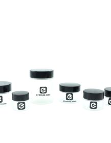 Custom 5g 15g 30g 50g 100g Skincare Face Eye Body Scrub Cream clear Frosted Glass Cosmetic Jars with White Lids