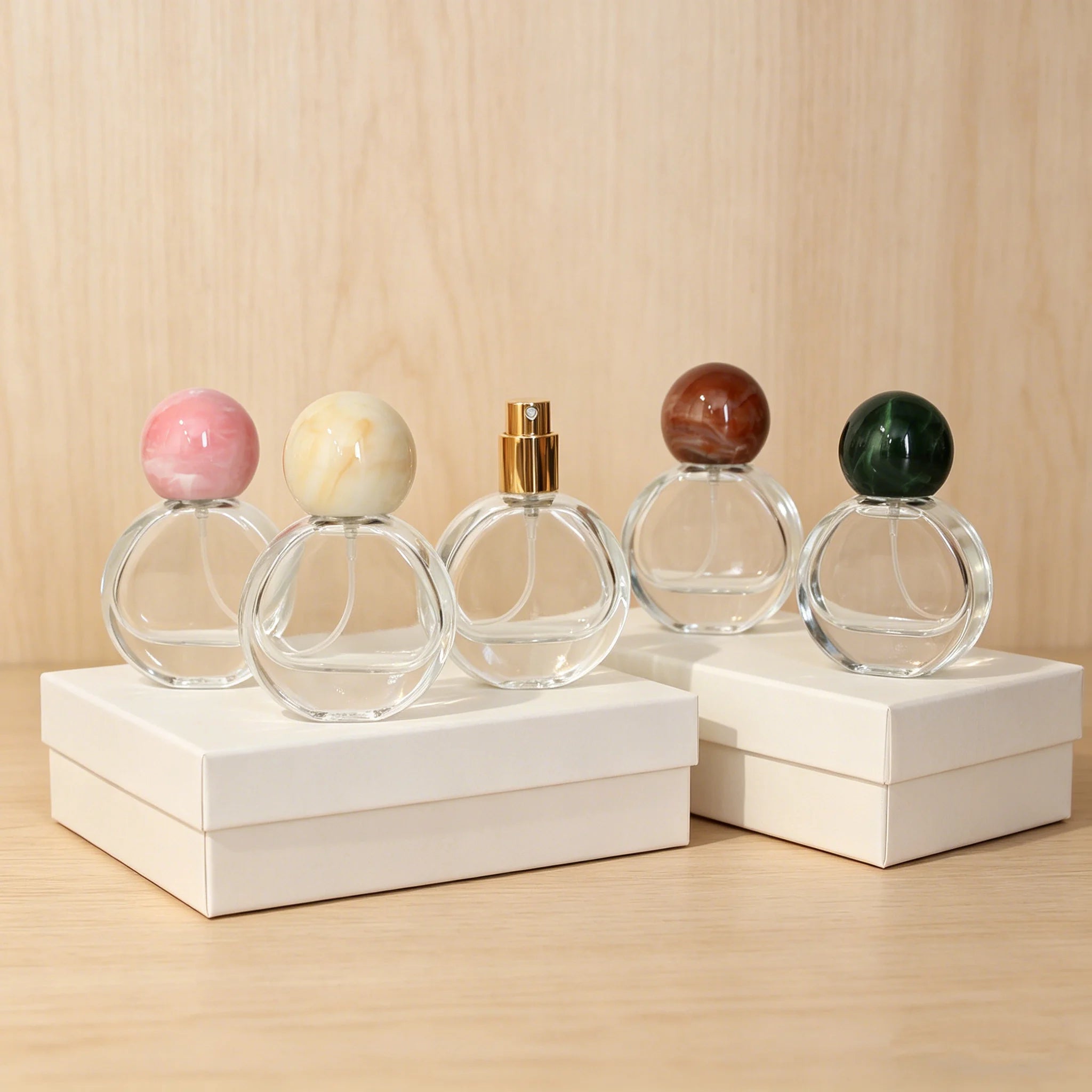 Custom 25ml Round Shape Empty Frosted Glass Perfume Bottle with Crimp Mist Spray - 图片 5