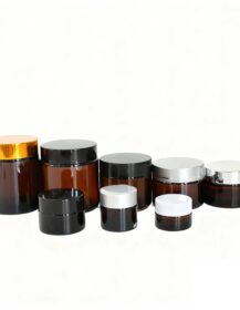 5ml 10ml 15ml 20ml 30ml 50ml 60ml 100ml Amber Cosmetics Glass Cream Jars with Black Lids for Cosmetic
