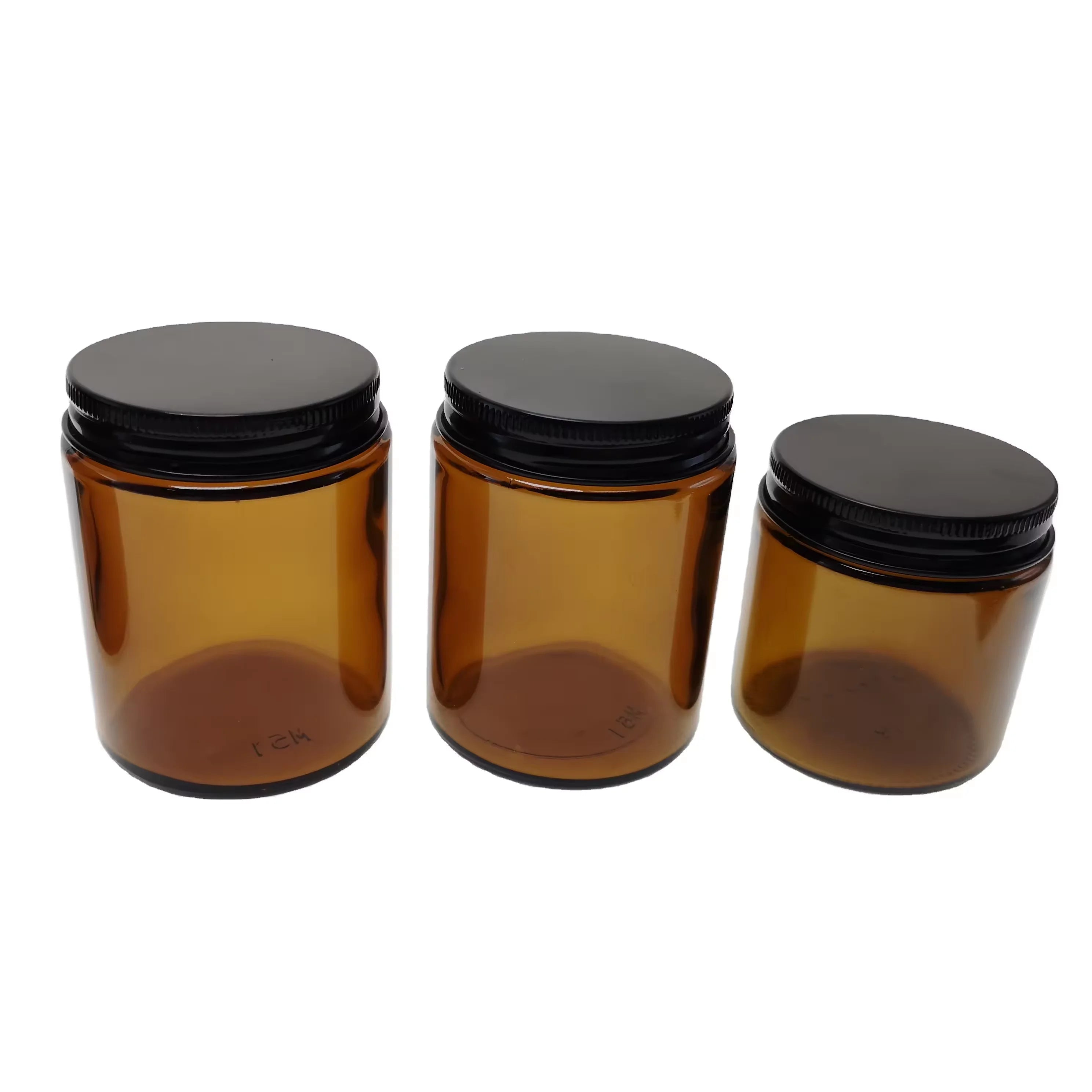 9oz Custom Amber Glass Candle Jars 250 ml Candle Holders With Lid - 图片 4