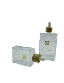 Custom Label 15ml 1oz 50ml 100ml Clear Square Glass Dropper Bottle with Bamboo Lid for Cosmetic