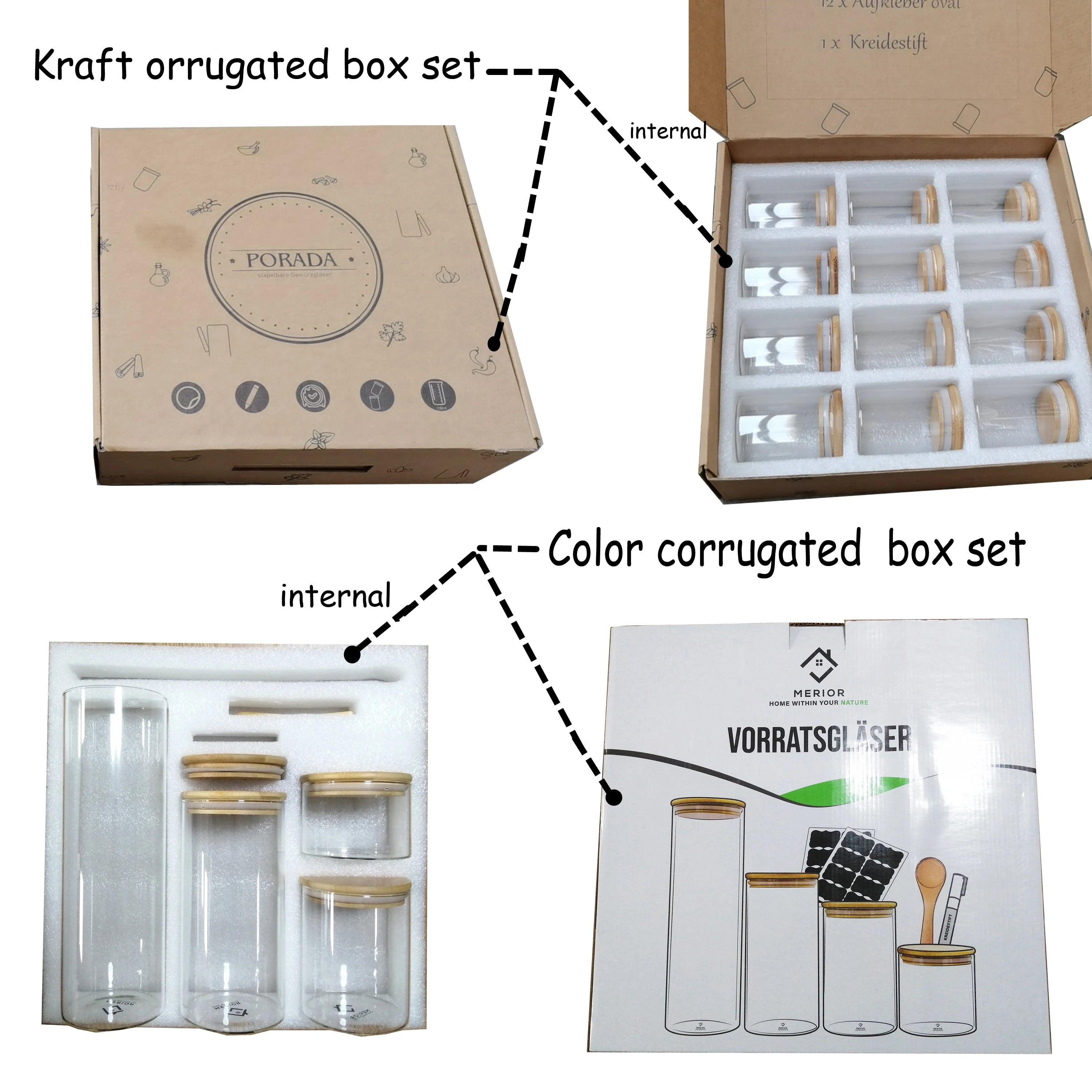 Hot Sell Borosilicate Kitchen Storage Glass Jar Set Spice Container Bottles With Bamboo Lid - 图片 6