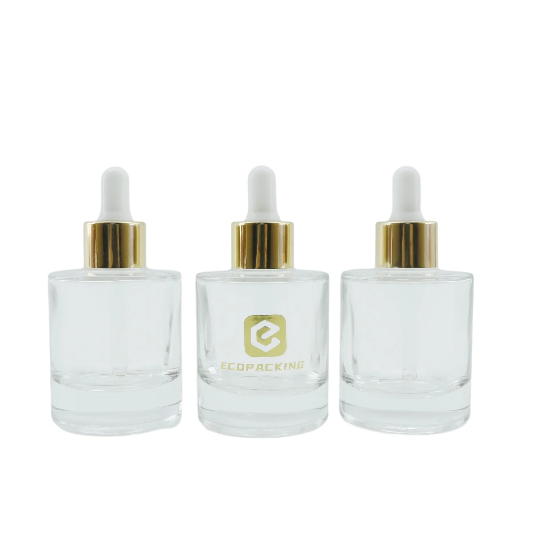 30ml 50ml Serum Cosmetic Packaging Gradient Flat Shoulder Empty Repair Glass Dropper Bottle Oil Bottle with Dropper - 图片 3