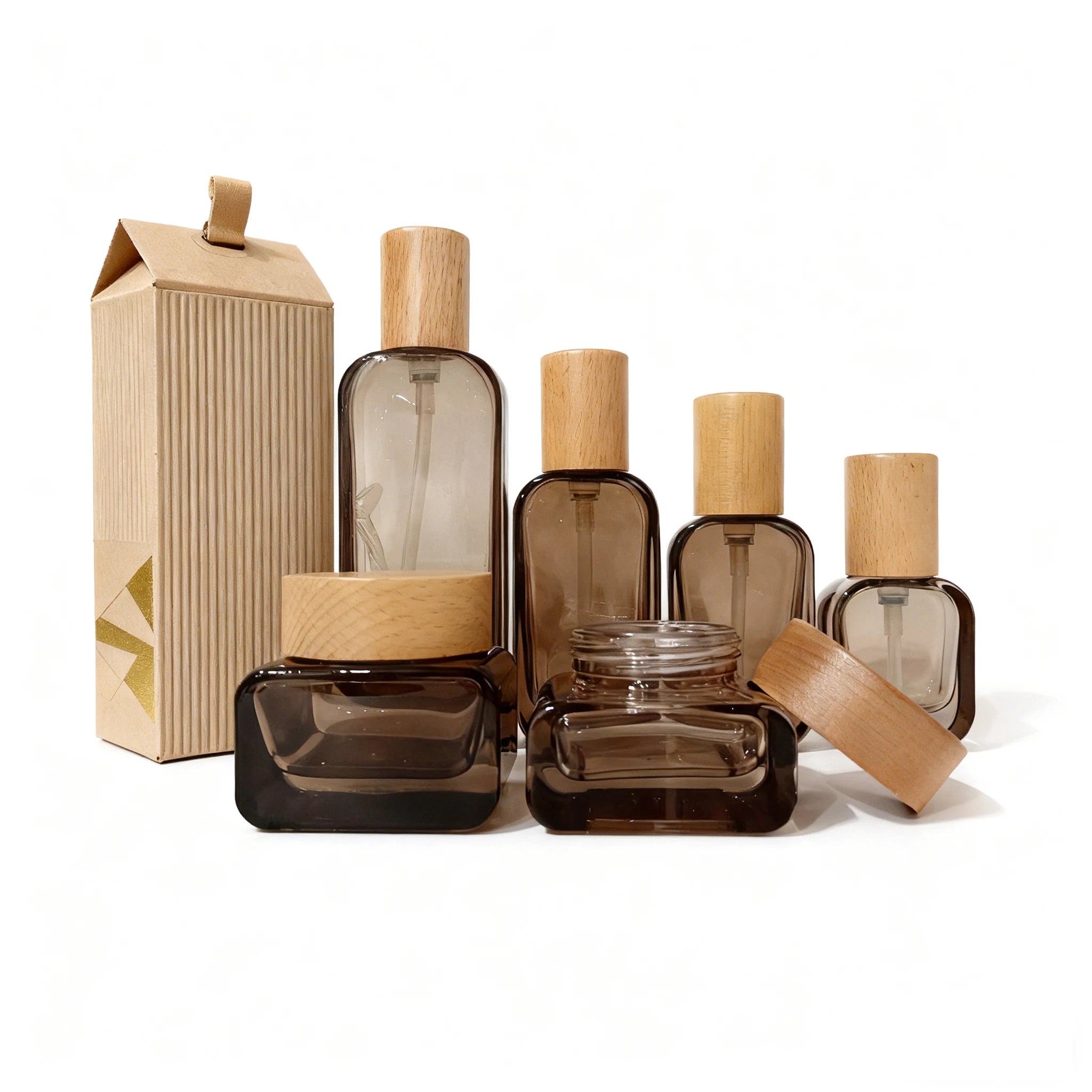 Luxury Glass Cosmetic Lotion Glass Pump Bottle Face Cream Jar with Bamboo Lid 20ml 30ml 50ml 100ml 120ml - 图片 6