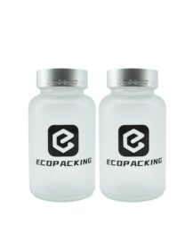 Empty Frosted Clear Glass Medicine Bottles 100ml 120ml 150ml 200ml Vitamin Capsule With Silver Screw Lid