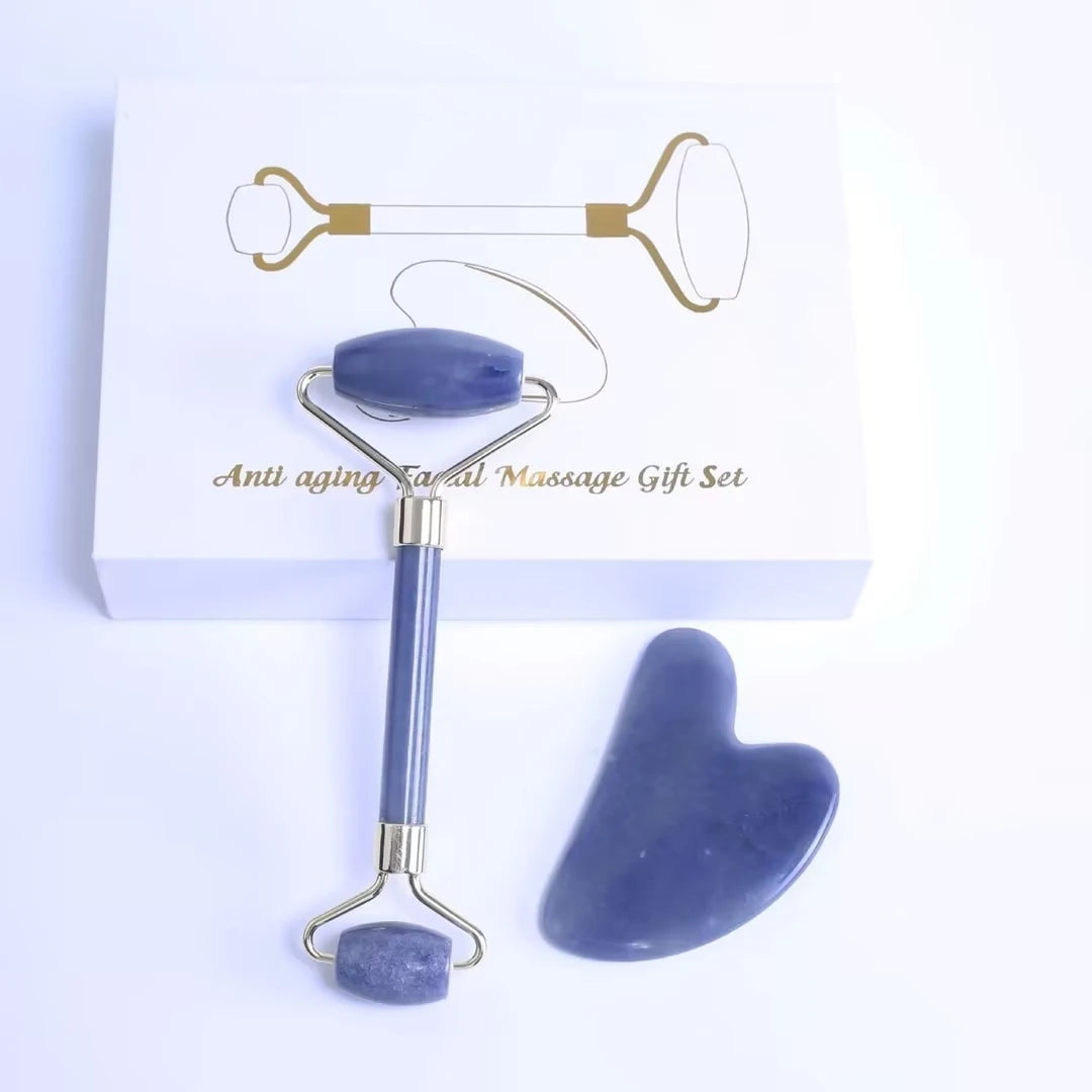 Hot sale Natural Stone Head Neck Spa Massager Jade Facial Massage Roller and Guasha Set - 图片 7