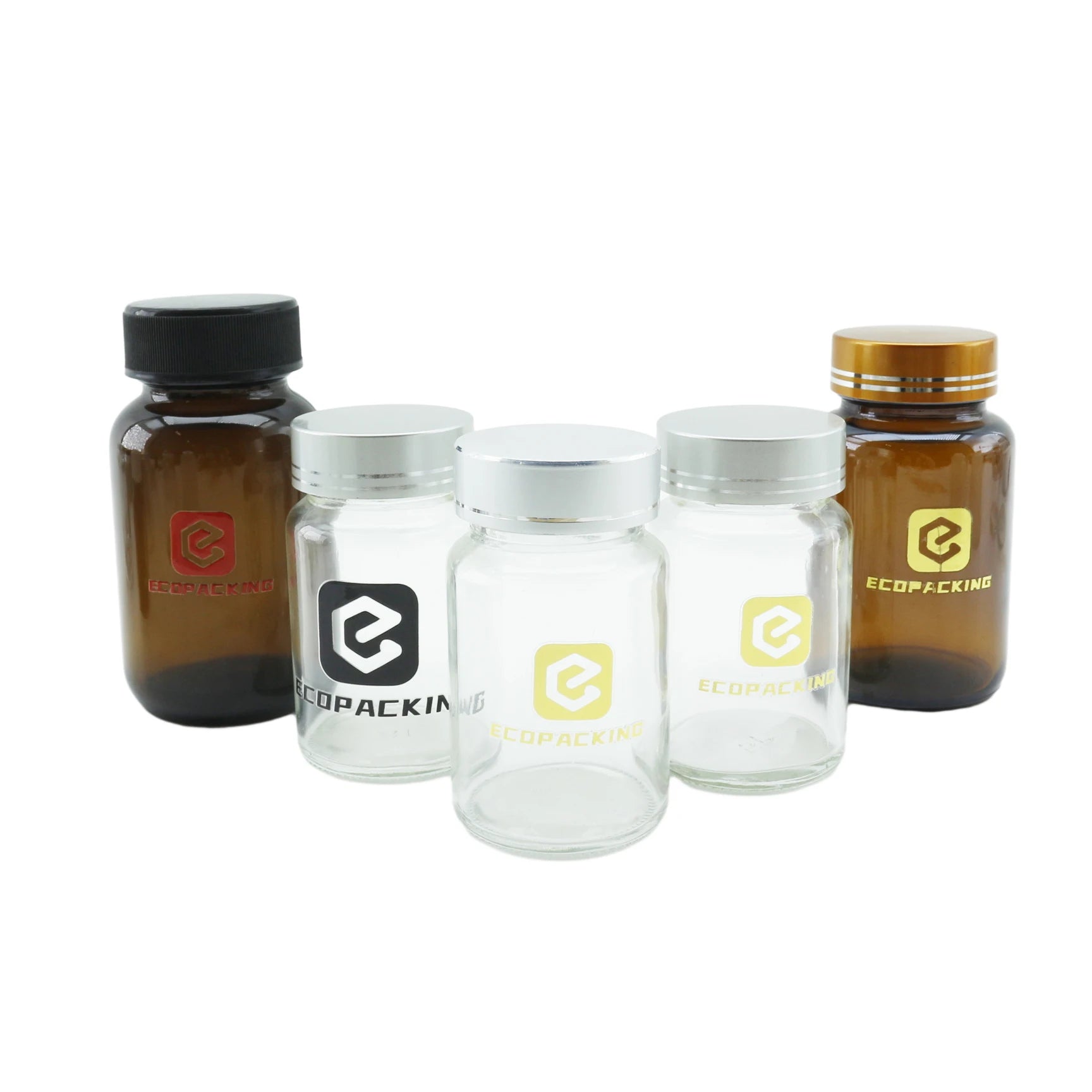 100ml clear Frosted Food Grade Supplement Food Grade Glass Bottle for 60pcs Capsules with Lid Custom OEM - 图片 6