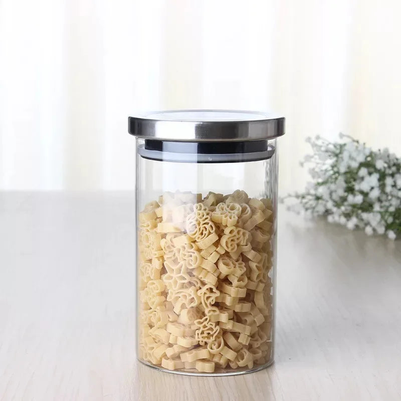 Wholesale High Borosilicate Food Storage Glass Kitchen Jar with Lid for Spice Tea Saffrom 100ml 200ml 300ml 500ml 1000ml