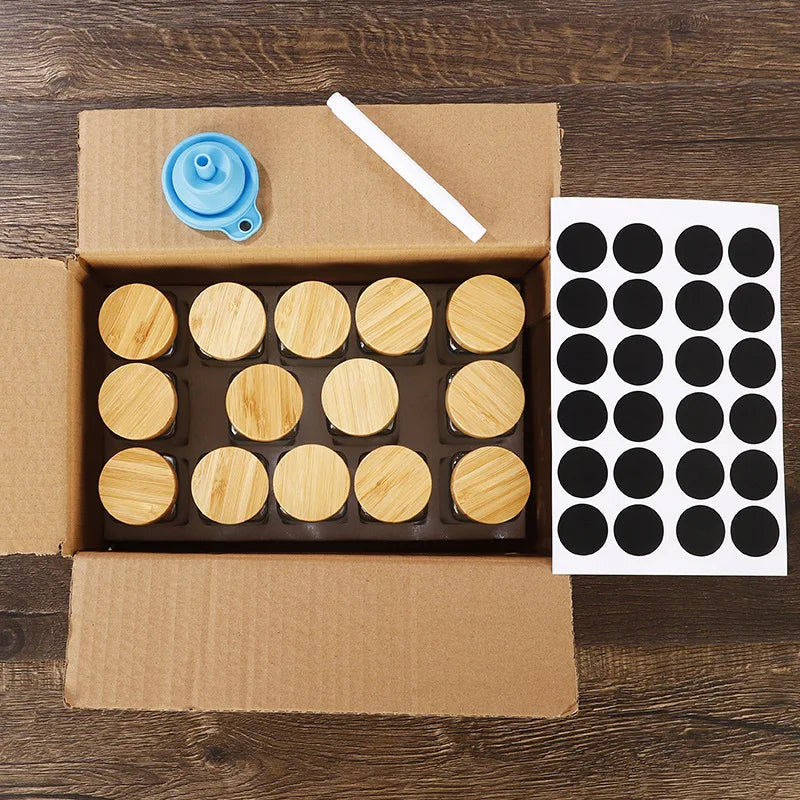Wholesale 12pcs 4oz Glass Spice Jar Seasoning Jar Set Square Spice Jar with Wooden Lid for Kitchen Food R888 - 图片 5